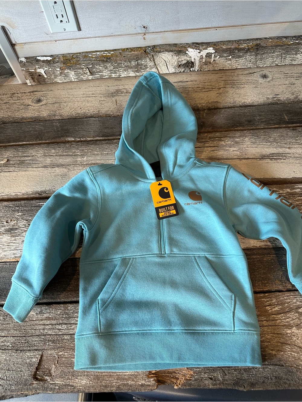 Carhartt | NWT Aqua Toddler Half Zip Hooded Sweater